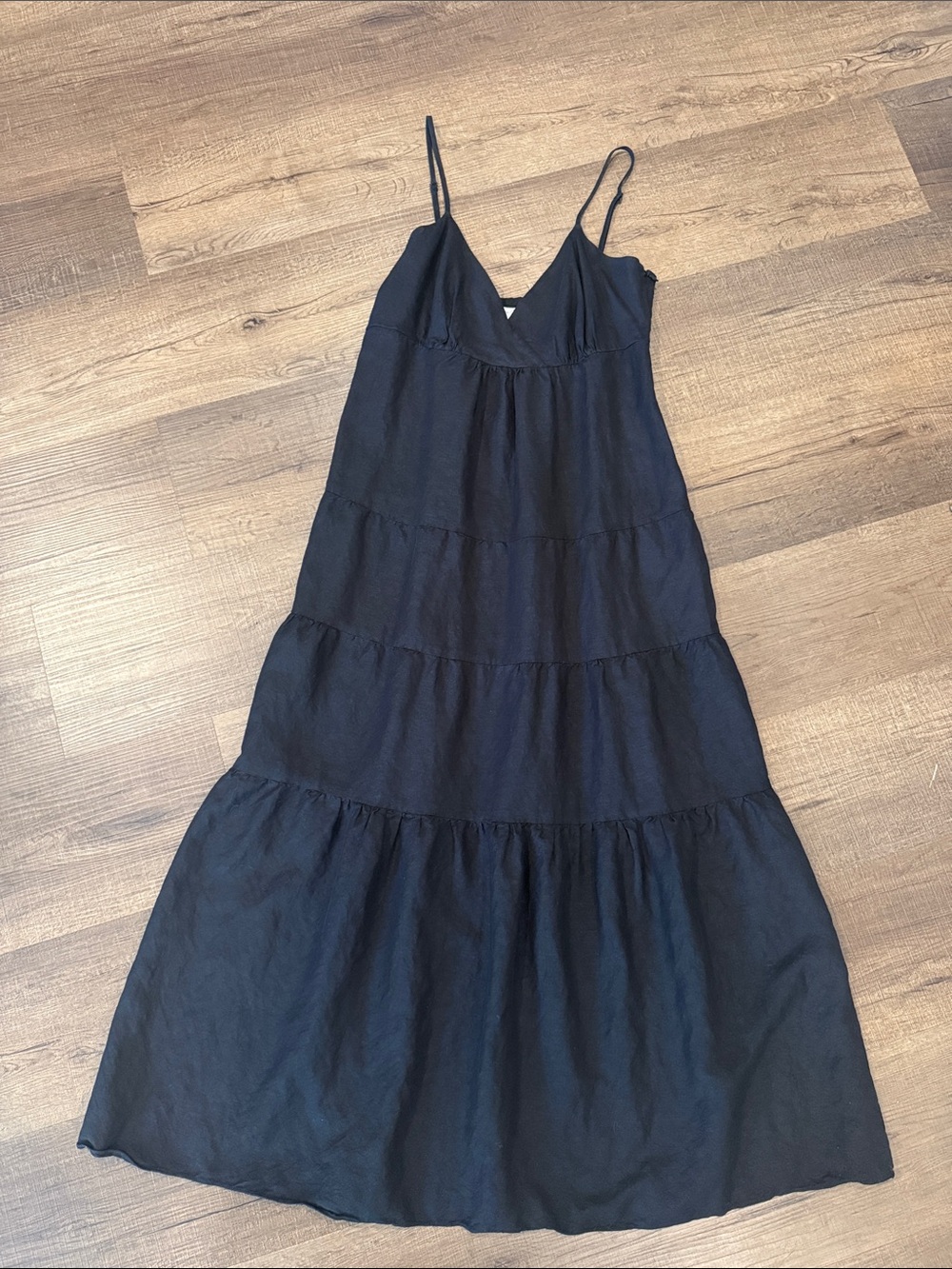 Kenneth Cole New York Black Tiered linen blend  Maxi Dress